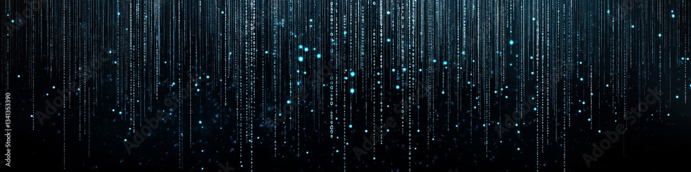 Fototapete Blue binary data cyberspace background
