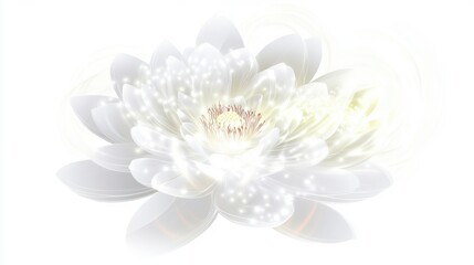 Fototapeta premium Radiant White Lotus Flower: A Glowing Floral Design for Your Desktop