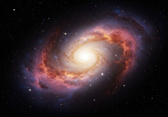 A majestic spiral galaxy with a bright core and swirling arms, set against a backdrop of countless stars.