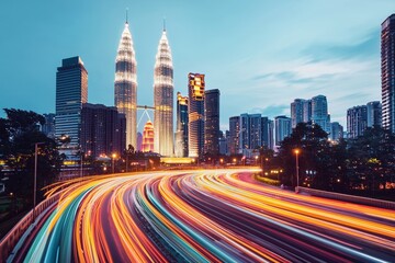 Fototapeta premium Smart cities rely heavily on the concept of big data connection technology