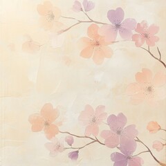 Soft pastel cherry blossom painting on textured background