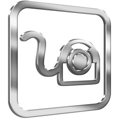 Webcam 3D icon with silver metallic effect in a square with modern design