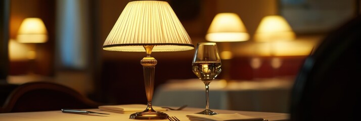 Classic European-style wireless table lamp with brass finish and soft warm light, ideal for Michelin-starred fine dining restaurants