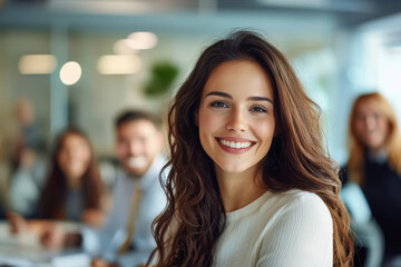 Fototapeta premium young businesswoman smiling at office