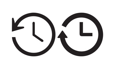 Clock or time loop icon logo, clock icons representing time loop or recurring task, vector illustration 