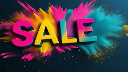 SALE text with vibrant color explosion for dynamic and eye-catching promotion