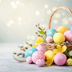 Happy Easter. Congratulatory easter background. Background with copy space. Selective focus