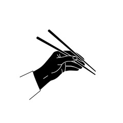 Chopsticks in Hand: A minimalist silhouette captures a hand elegantly wielding chopsticks, ready to savor a culinary delight.