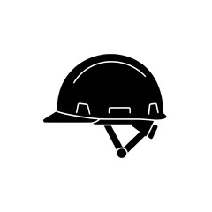 Safety Symbol: A minimalistic illustration of a construction helmet, a symbol of safety and protection in the workplace, featuring a clean silhouette and high contrast.