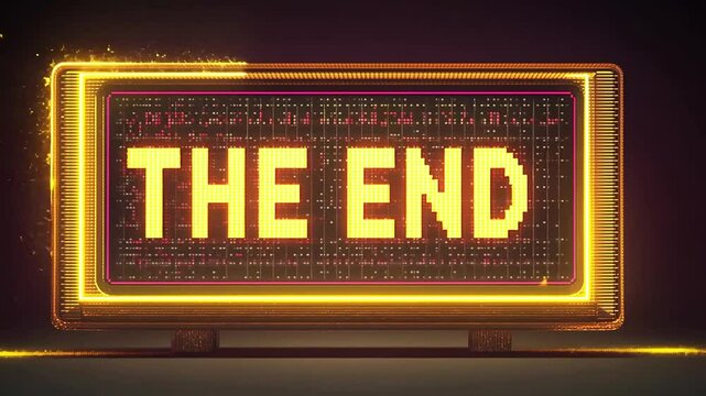Gold THE END text on screen with elegant and cinematic closing effect