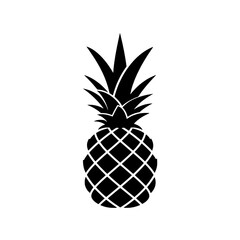 Tropical Elegance: A striking monochrome silhouette of a pineapple, exuding a sense of freshness and vitality. Perfect for designs.