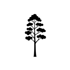 Elegant silhouette of tree: This graphic captures the simplicity and beauty of a tall, graceful tree with a slender trunk and layered foliage, perfect for conveying themes of nature, minimalism.