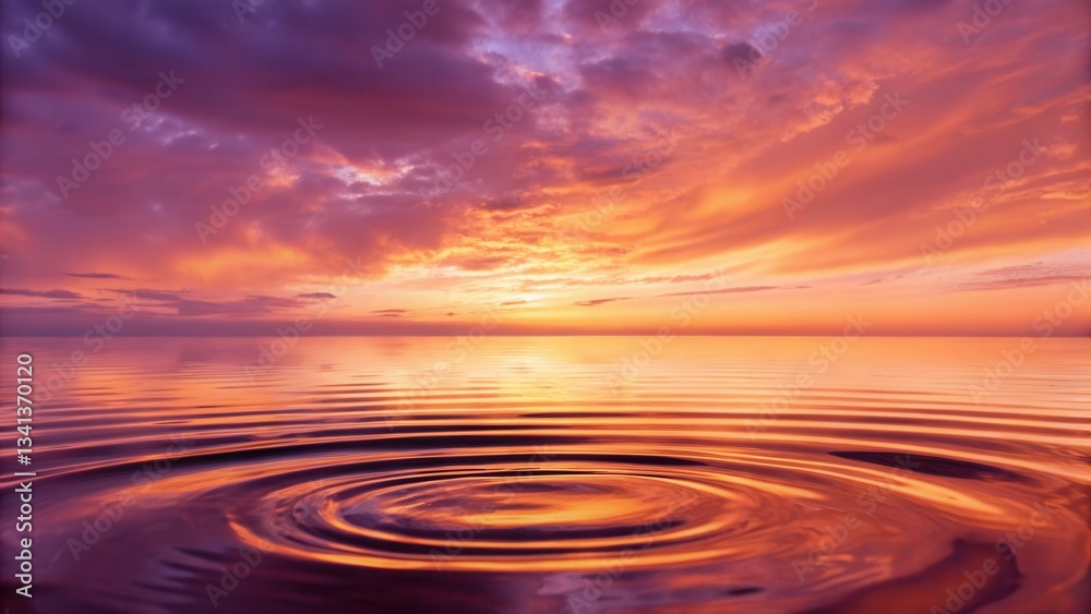 Aufkleber vibrant sunset over calm water with ripples creating a serene atmosphere.