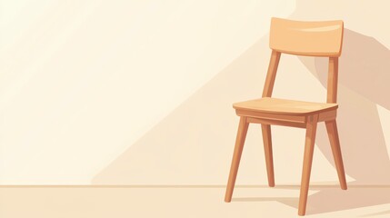 Simple Wooden Chair in a Minimalist Room: A Stylish Illustration