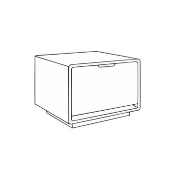recommend clip art: Simple line drawing of a modern nightstand with drawer