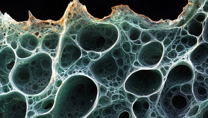 Intricate Biological Cell Patterns Against a Dark Background