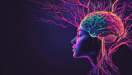 Obraz premium Future style is characterized by the interplay between humans and neural networks, set against a backdrop of white, blue, and gold colors