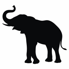 Obraz premium Elephant raising trunk silhouette icon