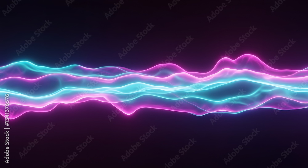 Poster elegant glowing waves forming abstract flowing patterns on a dark background