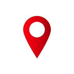 Fototapeta premium Red location pin icon representing geolocation and navigation in digital technology or map services.