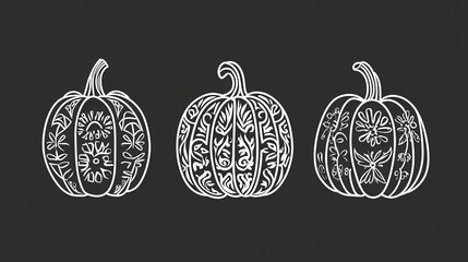 Elegant Black and White Decorated Pumpkins for Fall
