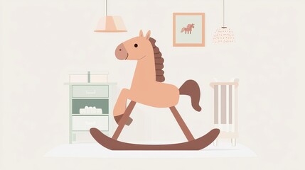 Charming Rocking Horse in a Nursery - A Sweet and Simple Design for Kids