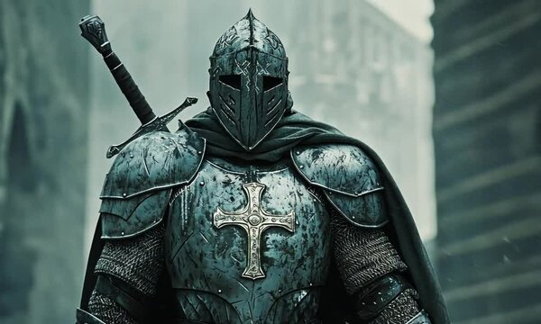 Templar Knight in Ruins: A Medieval Warrior
