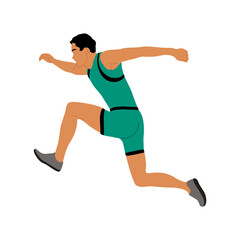 Jogging, running young man. Active healthy lifestyle. Sportsman, athlete exercising, taking part in competition, marathon, workout. Flat vector illustration isolated
