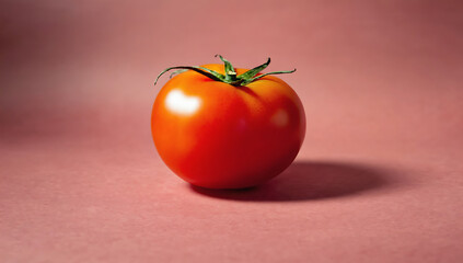 Single ripe tomato on pink