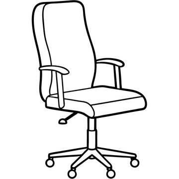 recommend clip art: Black and white line drawing of an office chair, minimalist, seating furniture