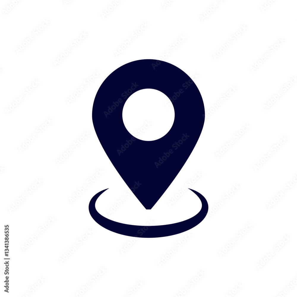 Poster simple location marker icon representing a navigation symbol indicating a destination point.