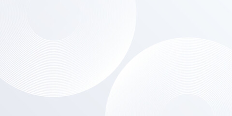 Modern white background with white circle lines. Digital future technology concept abstract simple art