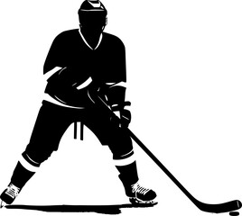 vector silhouette of a hockey player on a white background .Generative AI
