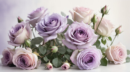 bouquet of purple roses. ai generated