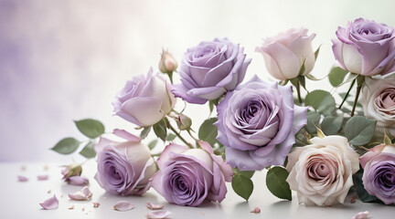 bouquet of purple roses. ai generated