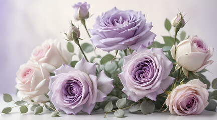 bouquet of purple roses. ai generated
