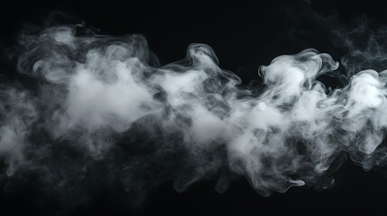 White smoke swirls on black