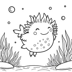 Bring the magic of cute sea creatures to life with this Kawaii Axolotl Coloring Page, designed for kids and adults who love adorable and simple coloring books. 