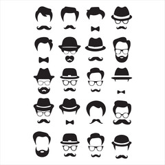 Moustaches silhouette icon vector design illustration,Moustaches symbols. Vintage male moustaches silhouette, funny black mustaches vector illustration set. Retro gentleman moustaches. Hipster man.