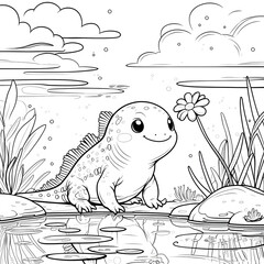 Bring the magic of cute sea creatures to life with this Kawaii Axolotl Coloring Page, designed for kids and adults who love adorable and simple coloring books. 