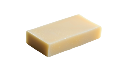 Transparent soap made from homemade materials, soap as a cleaning and hygiene maintenance agent with various aromatic scents, genuine square-shaped soap in white color.