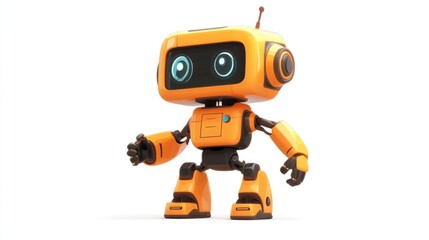 Cute orange robot in a friendly pose.