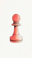 Coral Chess Pawn for Isolated Studio Shot.