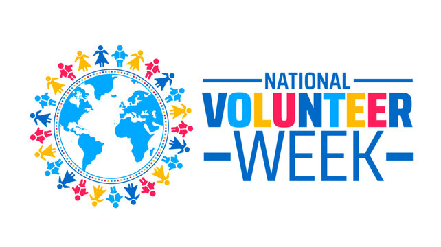 National Volunteer Week background banner or poster design template. observed every year in  April. Holiday concept. Use to any Template, card, poster, placard, template.
