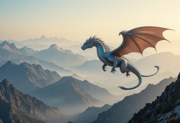 illustration of a dragon in the sky