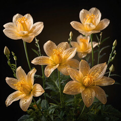 Fototapeta premium magical fairy glowing golden flower on a dark background