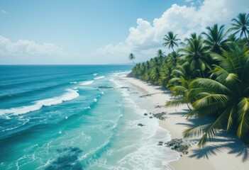 tropical beach with palm trees