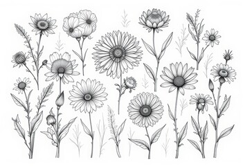 vector set of flowers