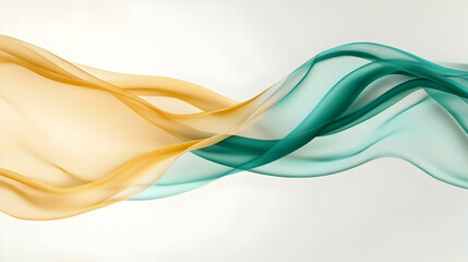 Abstract flowing teal and gold waves. Background design