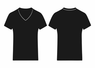 Naklejka premium Two identical black t-shirt silhouettes, perfect for showcasing designs or branding.